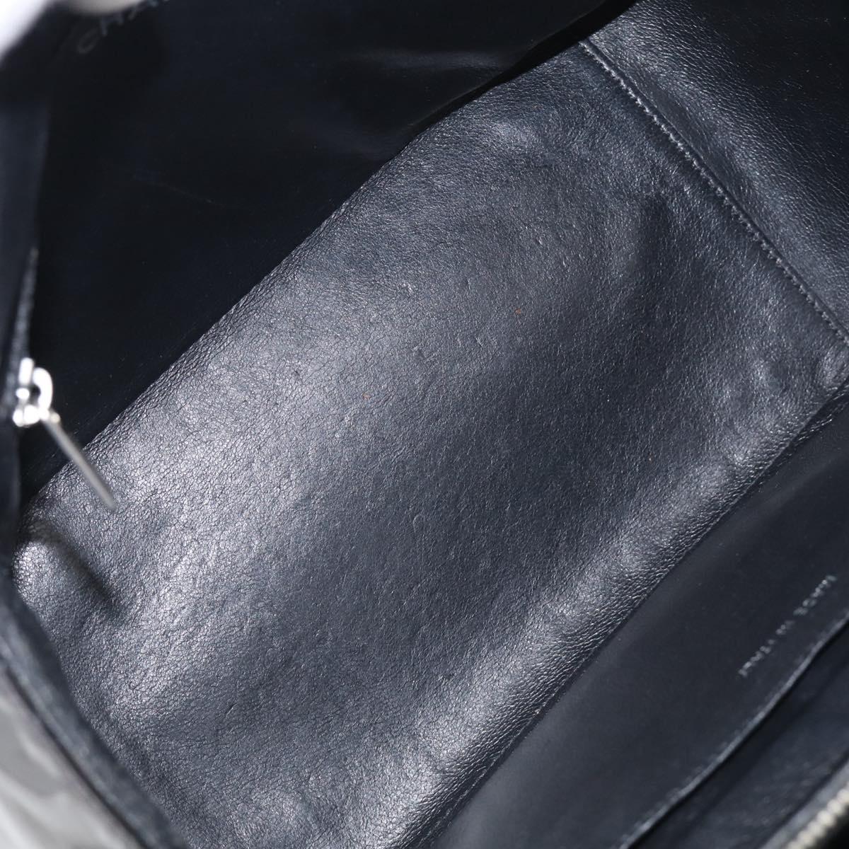CHANEL Chain Matelasse Shoulder Bag Patent Leather Black Silver CC Auth bs38075