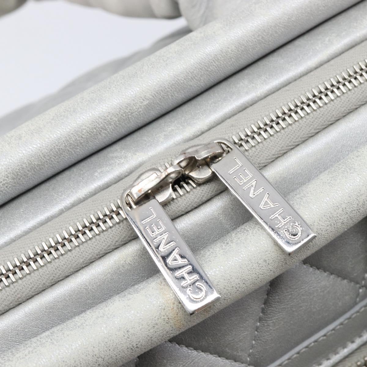 CHANEL Icon Line Cococoon Tote Bag Leather Silver CC Auth bs38077