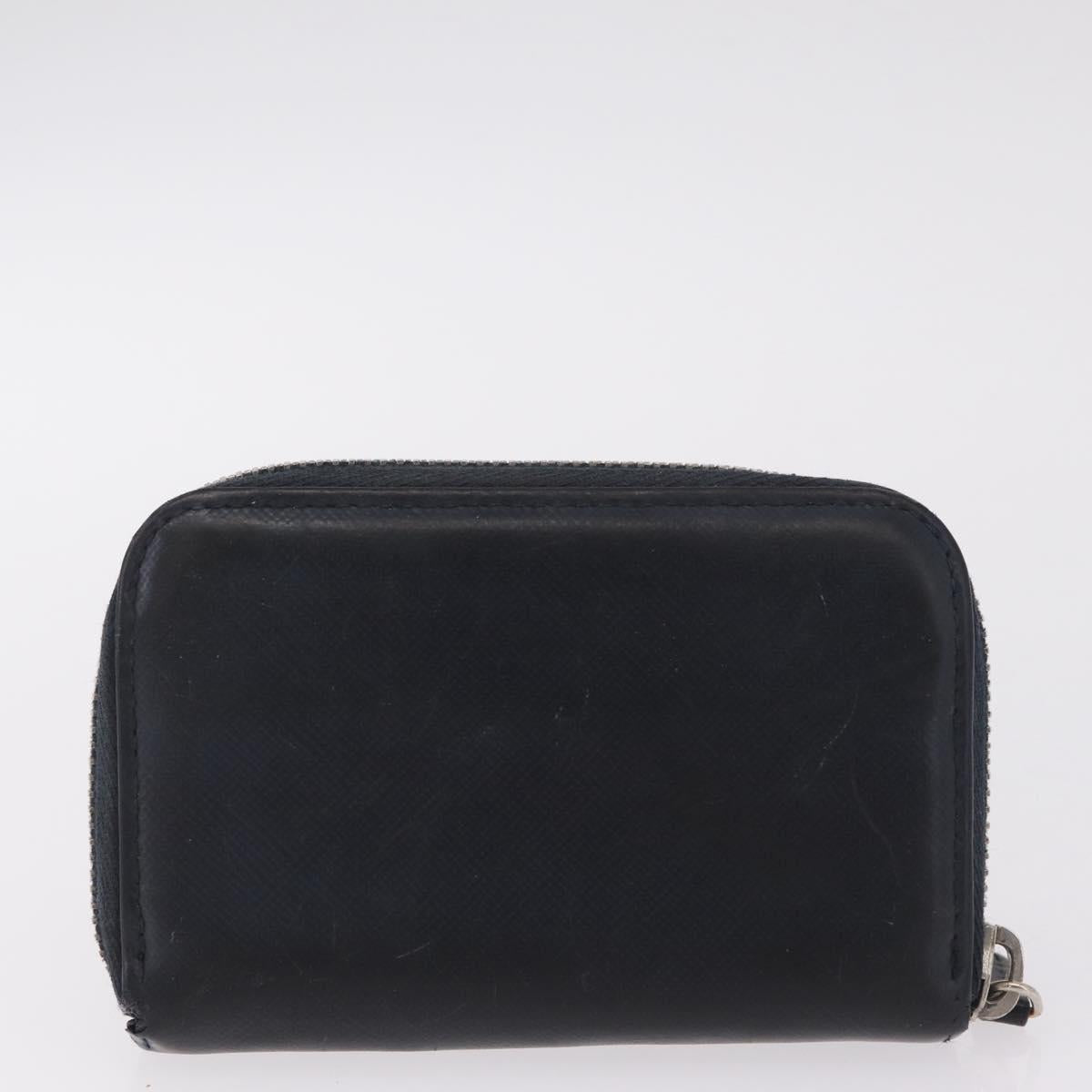 PRADA Wallet Leather 2 Set Black Blue Auth bs38081