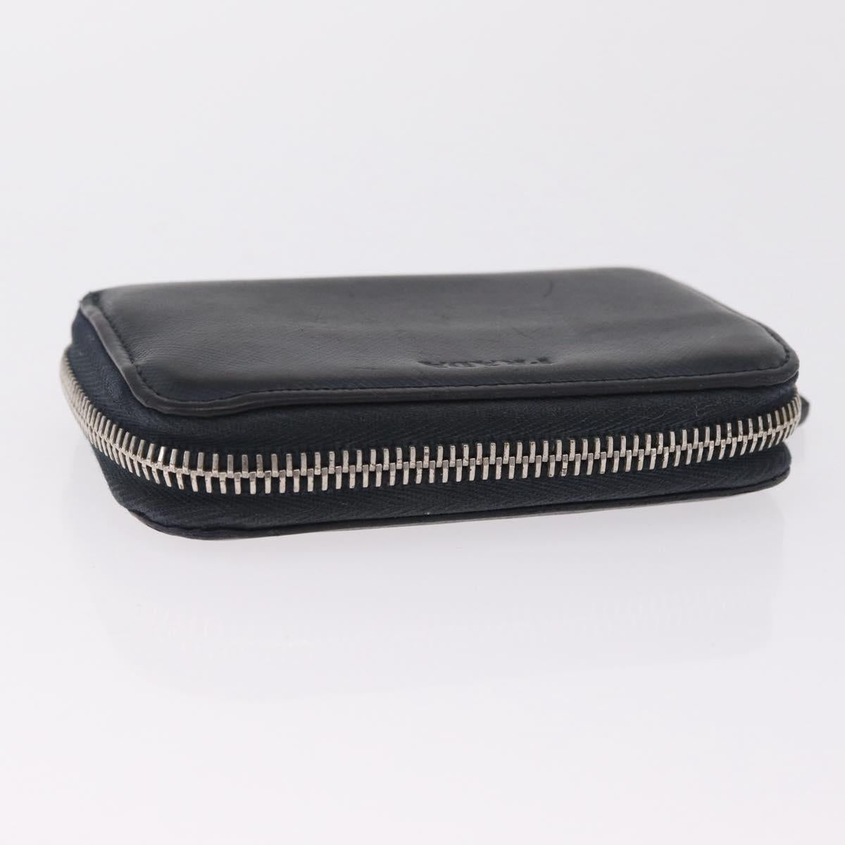 PRADA Wallet Leather 2 Set Black Blue Auth bs38081