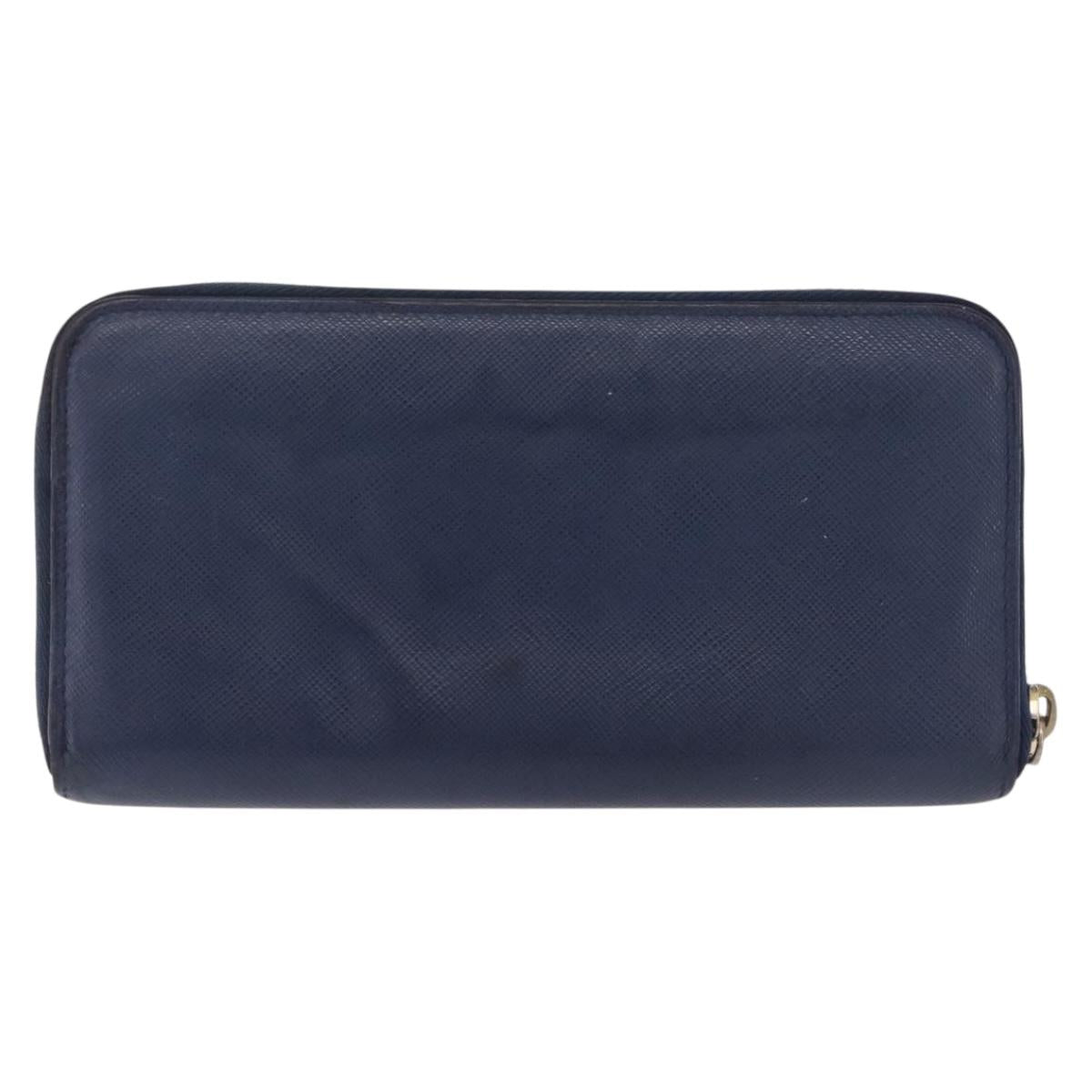 PRADA Wallet Leather 2 Set Black Blue Auth bs38081