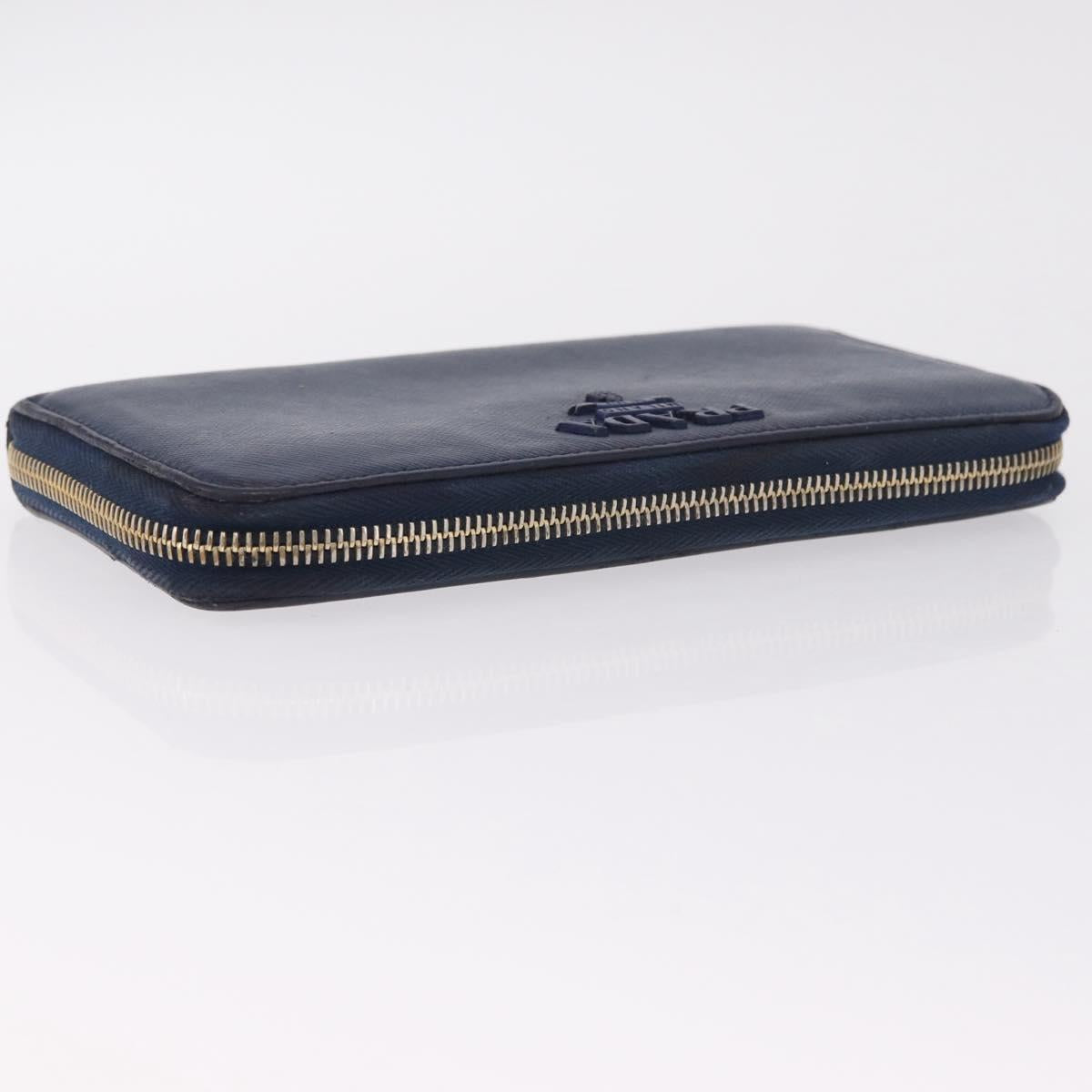 PRADA Wallet Leather 2 Set Black Blue Auth bs38081