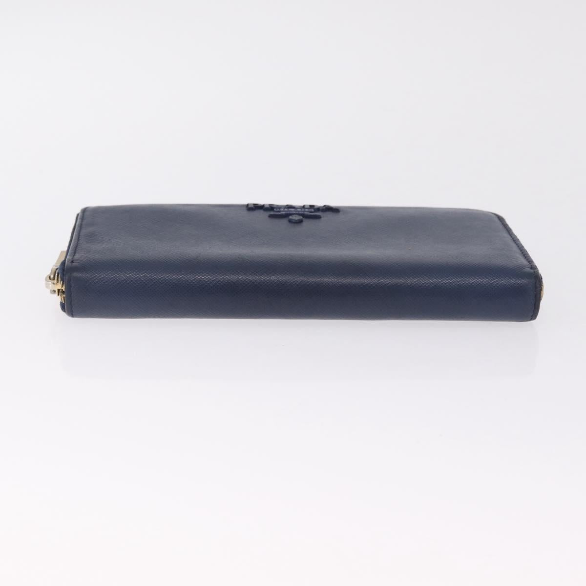 PRADA Wallet Leather 2 Set Black Blue Auth bs38081