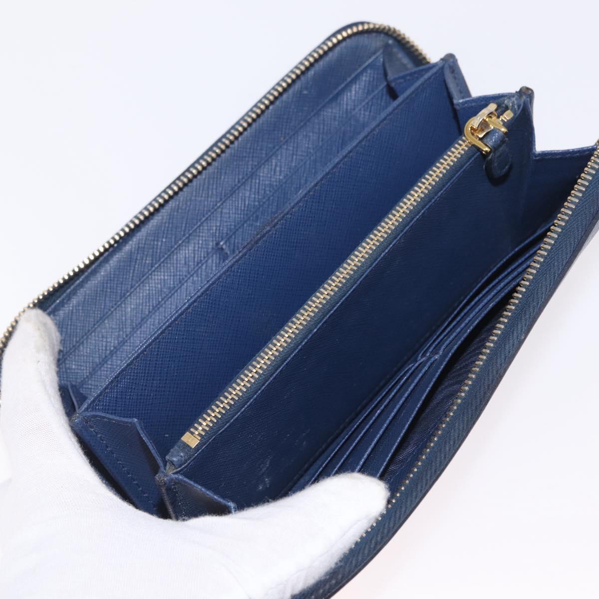 PRADA Wallet Leather 2 Set Black Blue Auth bs38081