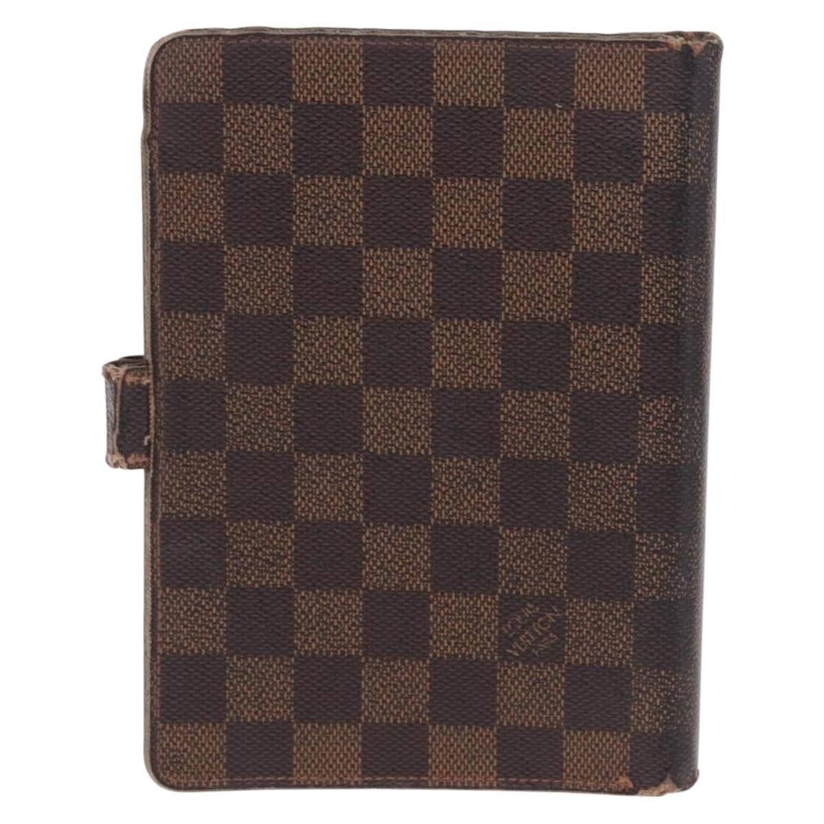 LOUIS VUITTON Damier Ebene Day Planner Cover Leather 2 Set LV Auth bs38083