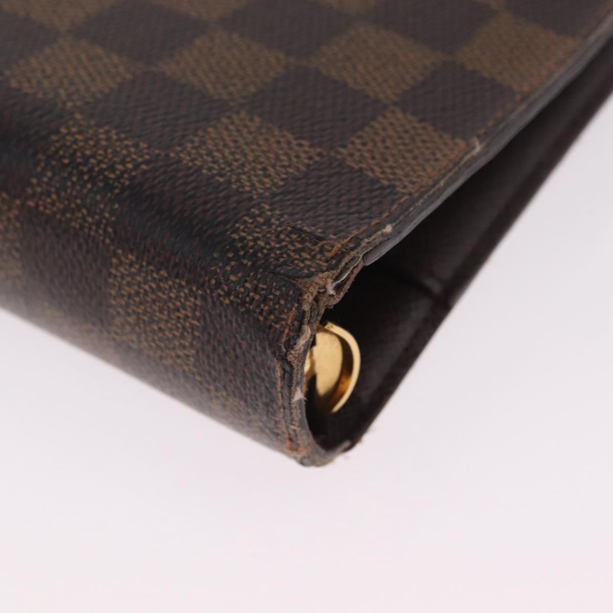 LOUIS VUITTON Damier Ebene Day Planner Cover Leather 2 Set LV Auth bs38083