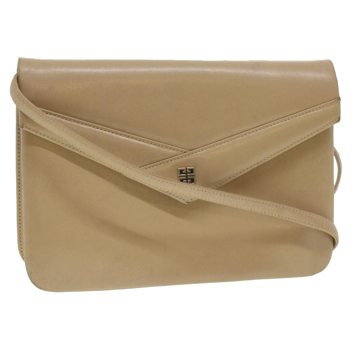 GIVENCHY Shoulder Bag Leather Beige Auth bs4125