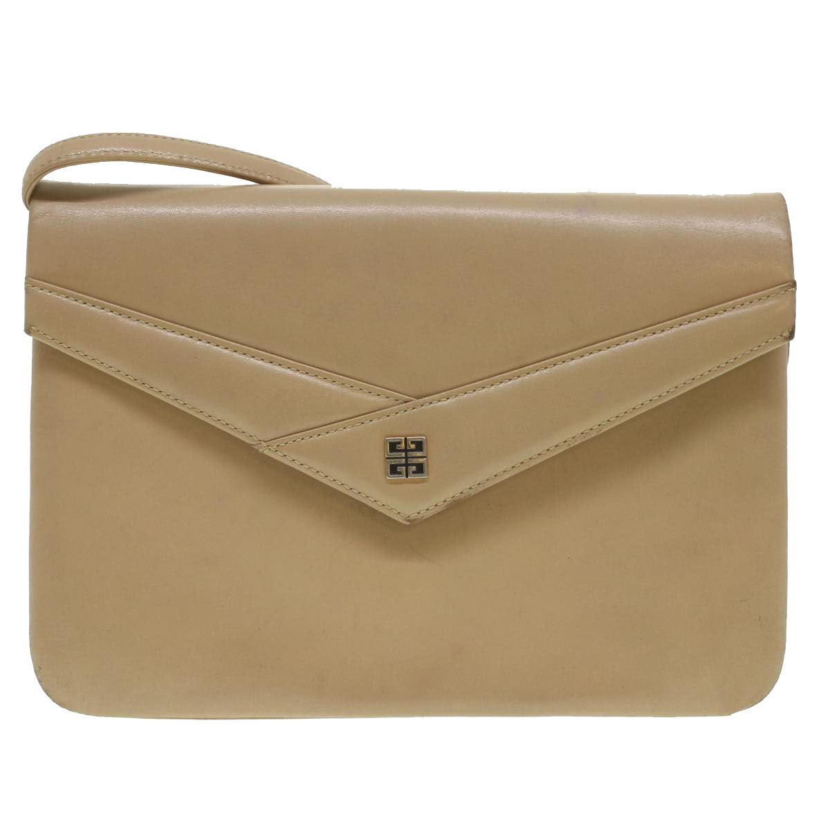 GIVENCHY Shoulder Bag Leather Beige Auth bs4125