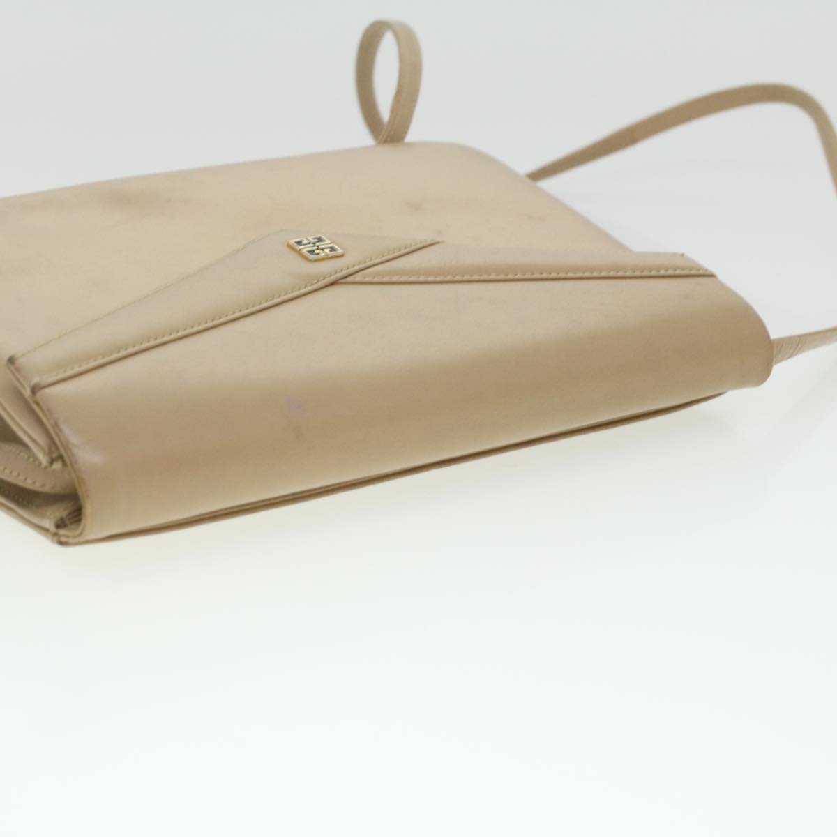 GIVENCHY Shoulder Bag Leather Beige Auth bs4125