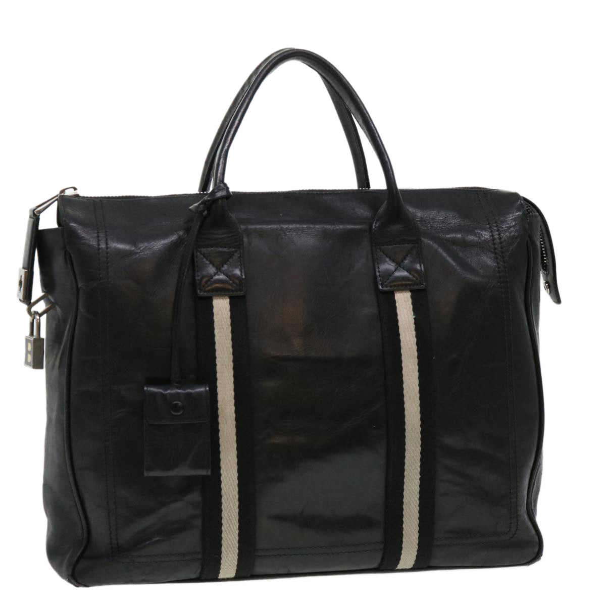 BALLY Business Bag Calfskin Black Auth bs4398