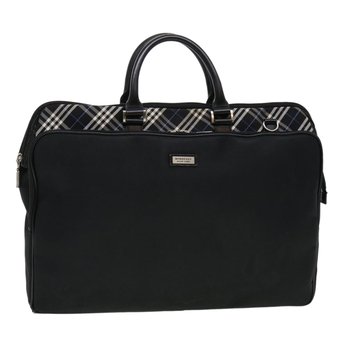 BURBERRY Nova Check Black label Business Bag Nylon Black Blue Auth bs4402