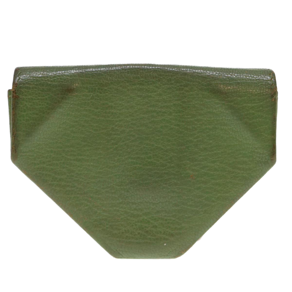 HERMES Le Van Cator Coin Purse Leather Green Auth bs4656