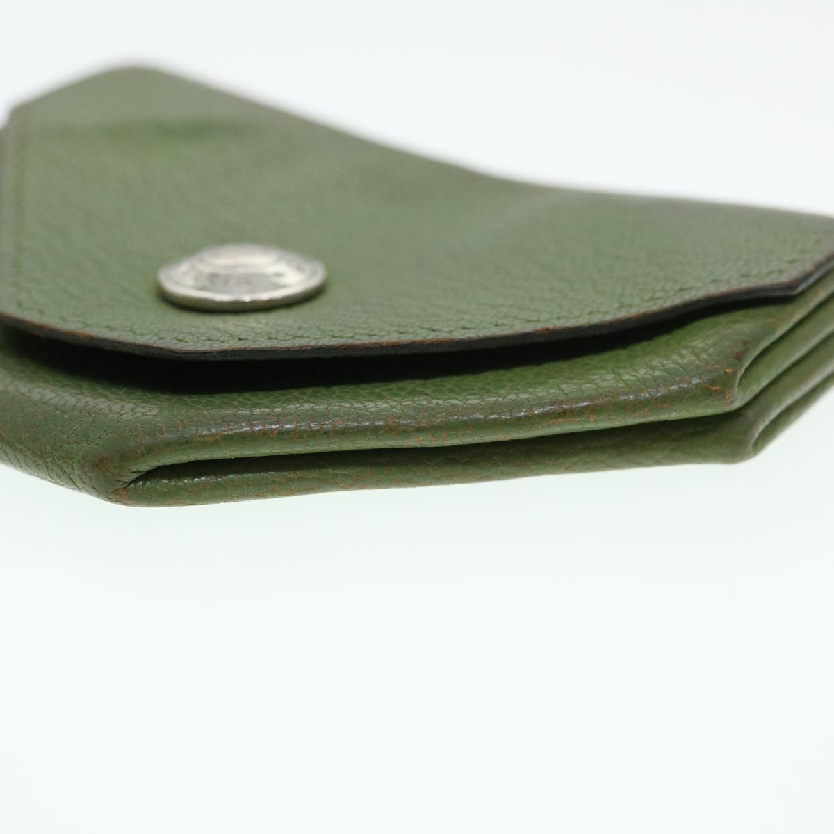 HERMES Le Van Cator Coin Purse Leather Green Auth bs4656