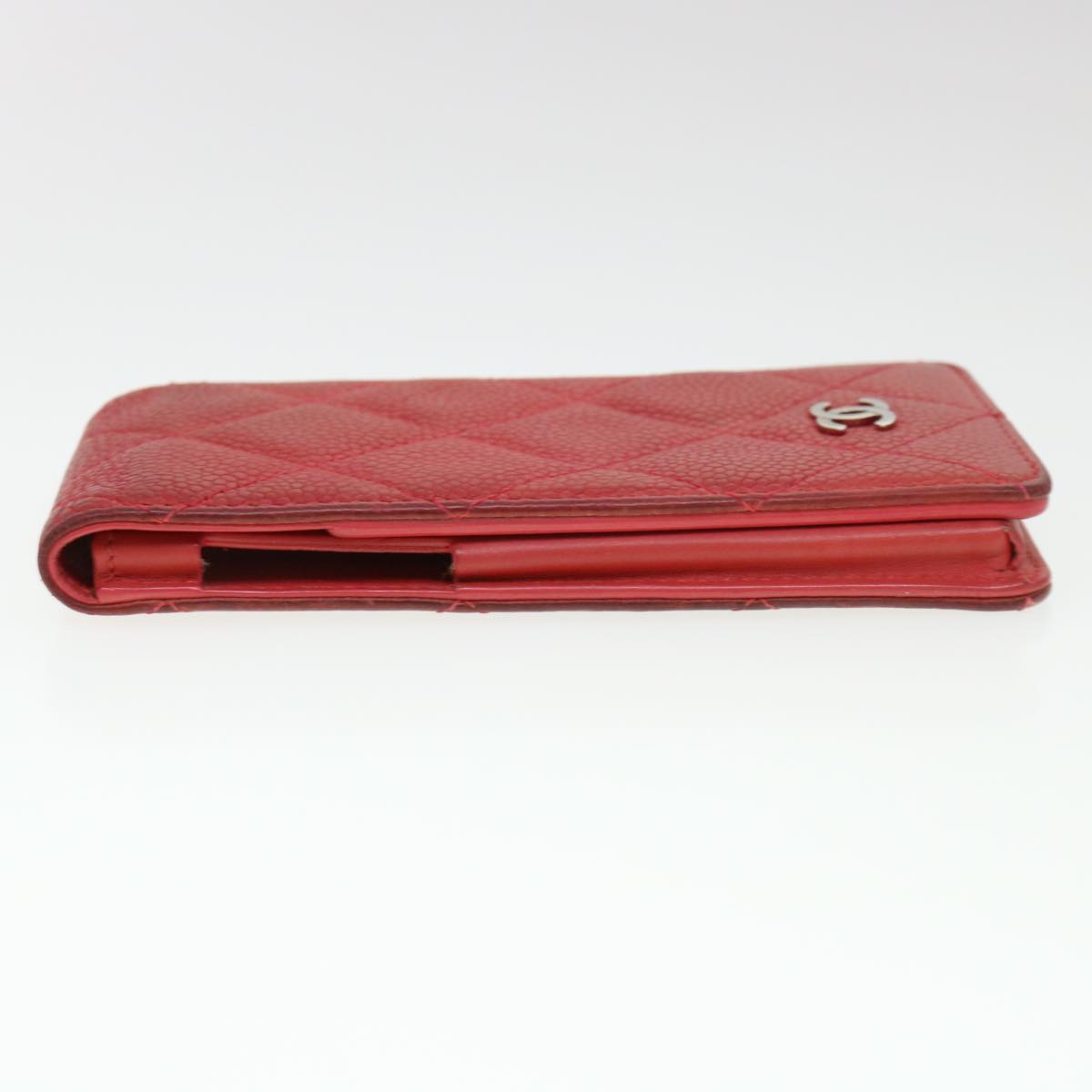 CHANEL iPhone 5 Case Caviar Skin Red CC Auth bs4706