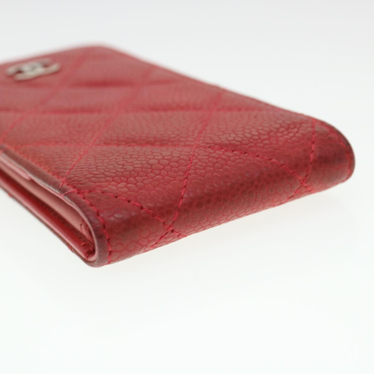 CHANEL iPhone 5 Case Caviar Skin Red CC Auth bs4706