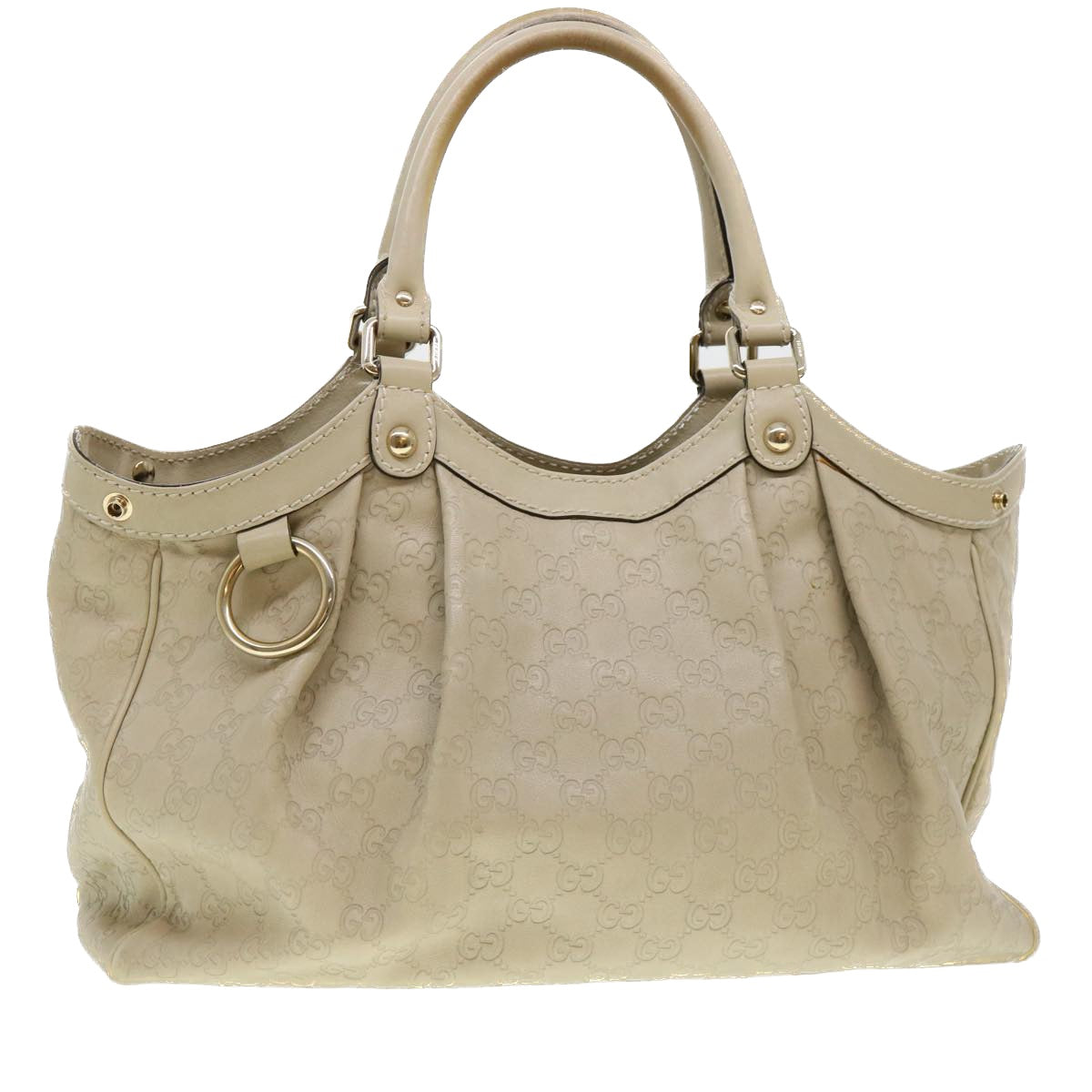 GUCCI Guccissima GG Tote Bag Leather Beige 211944 Auth bs4876