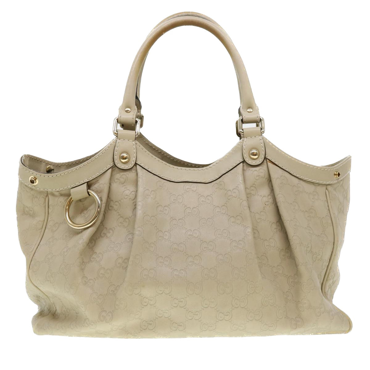 GUCCI Guccissima GG Tote Bag Leather Beige 211944 Auth bs4876