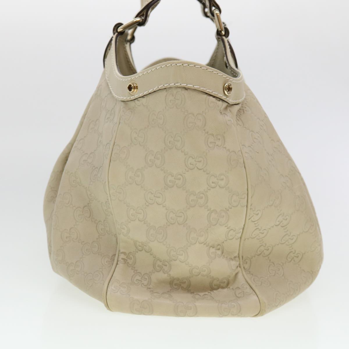 GUCCI Guccissima GG Tote Bag Leather Beige 211944 Auth bs4876