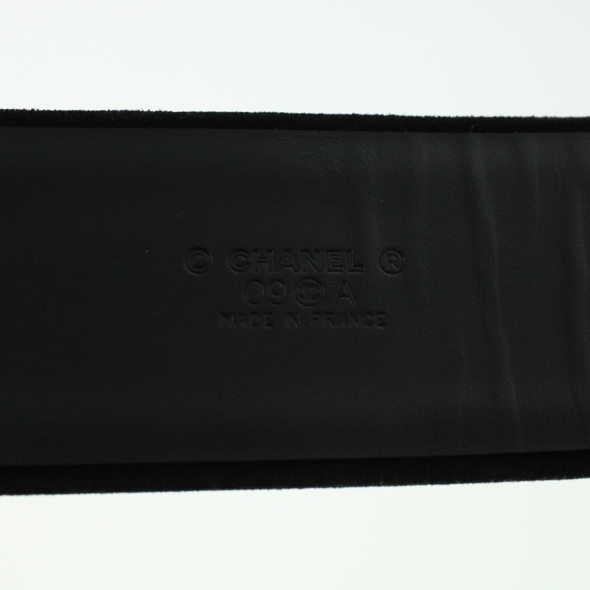 CHANEL Belt Suede 39.4"""" Black CC Auth bs5130