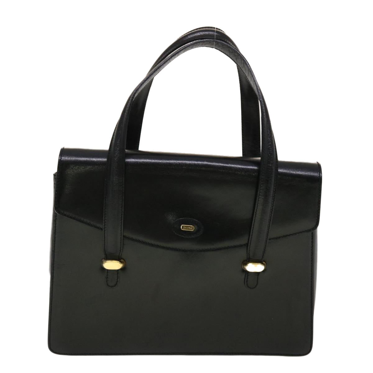 BALLY Shoulder Bag Leather Black Auth bs5200