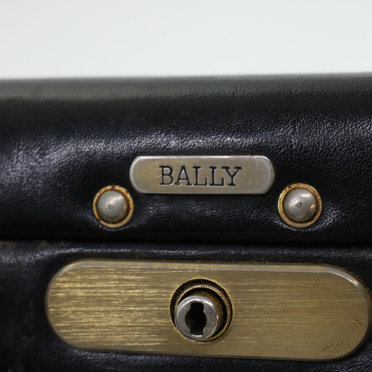 BALLY Business Bag Leather Black Auth bs5470