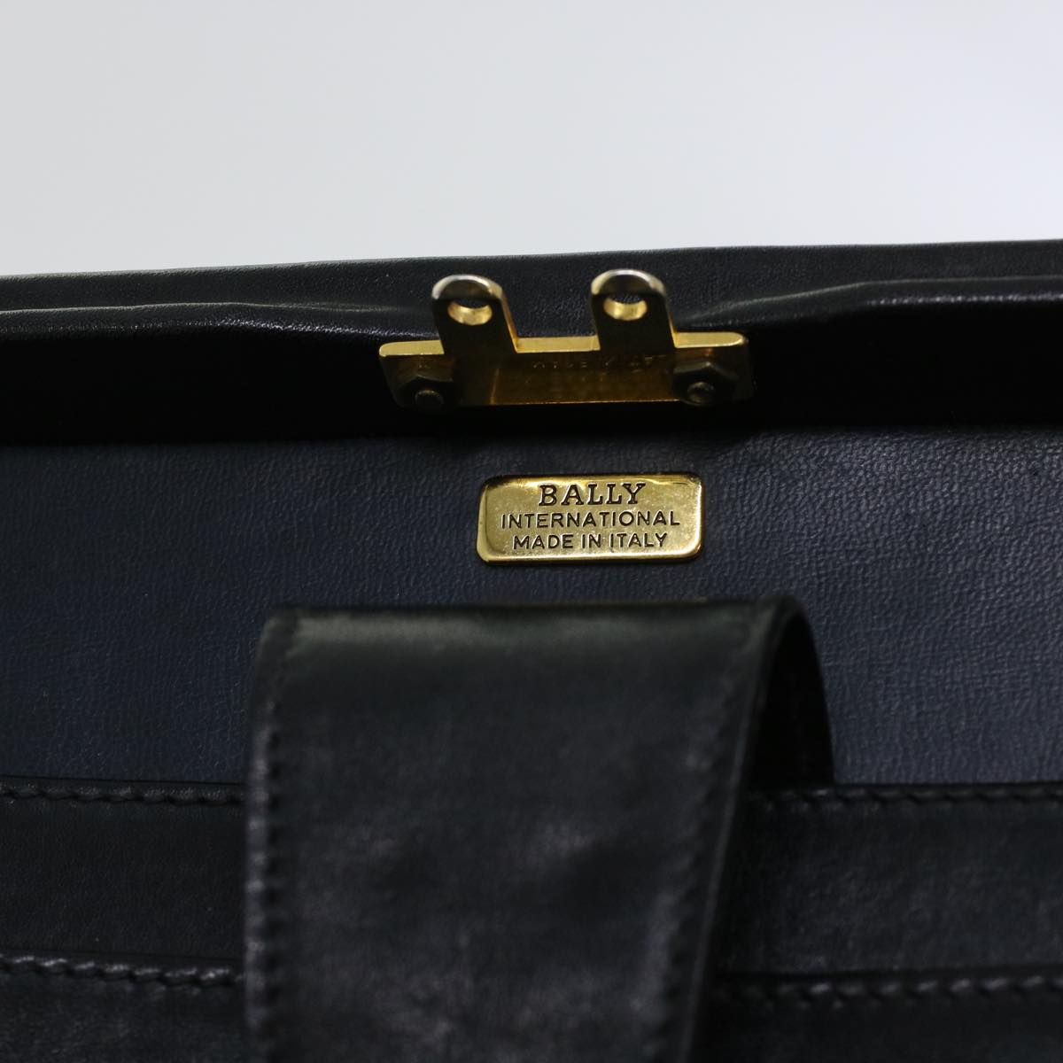 BALLY Business Bag Leather Black Auth bs5470