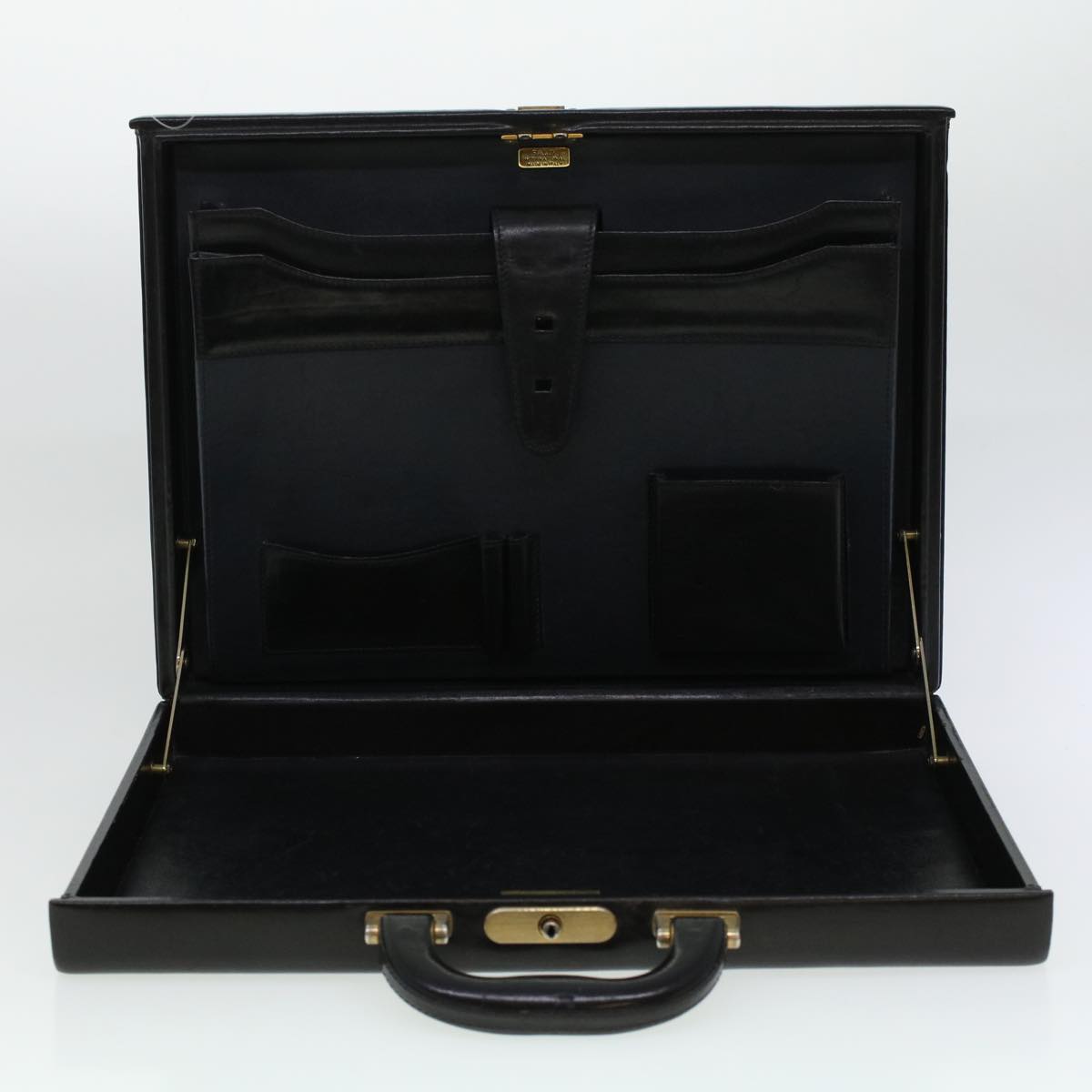 BALLY Business Bag Leather Black Auth bs5470