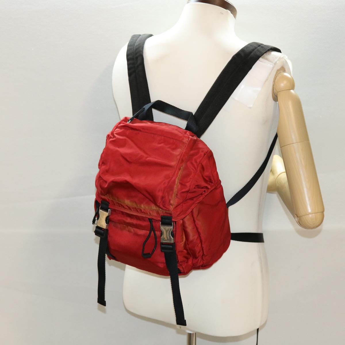 PRADA Backpack Nylon Red Auth bs5480