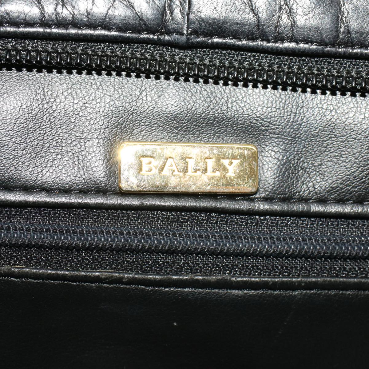 BALLY Shoulder Bag Leather Black Auth bs5497