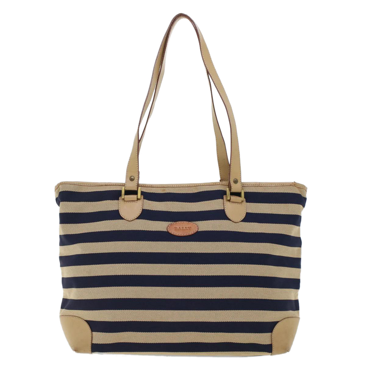 BALLY Tote Bag Canvas Beige Auth bs5502