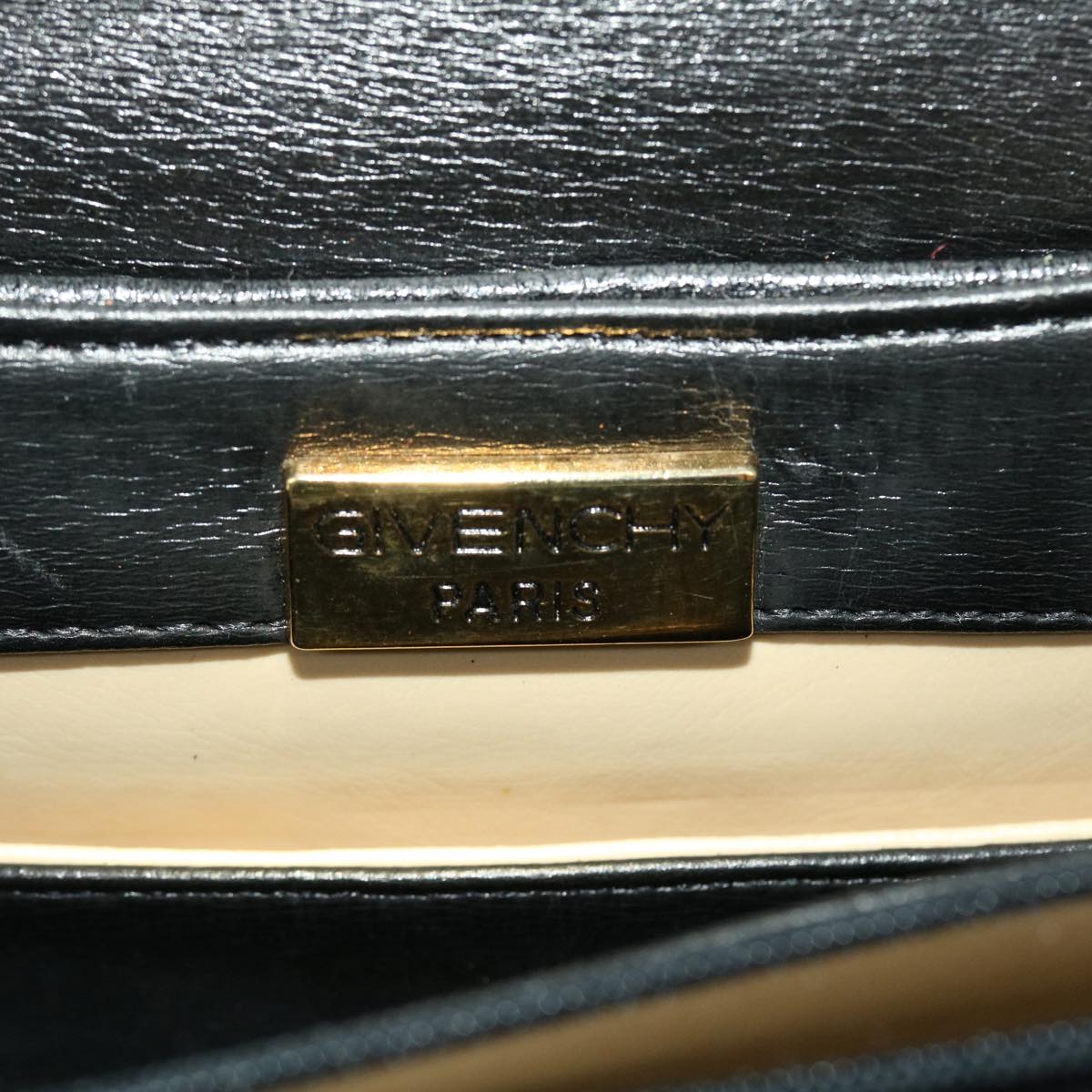 GIVENCHY Hand Bag Leather Black Auth bs5525