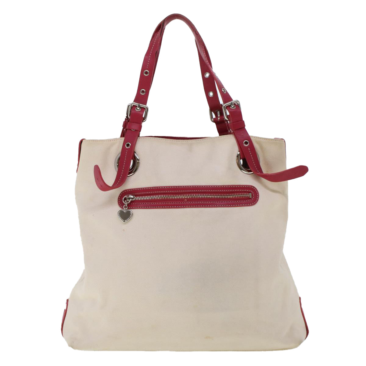 BURBERRY Tote Bag Canvas White Auth bs5772