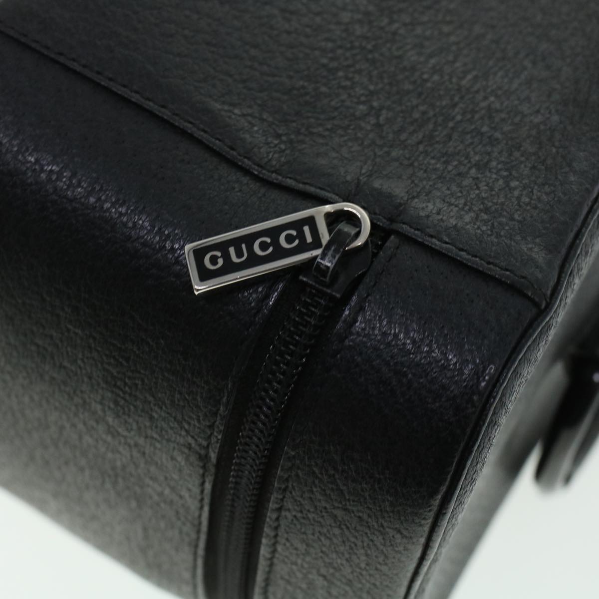 GUCCI Vanity Cosmetic Pouch Leather Black Auth bs5804