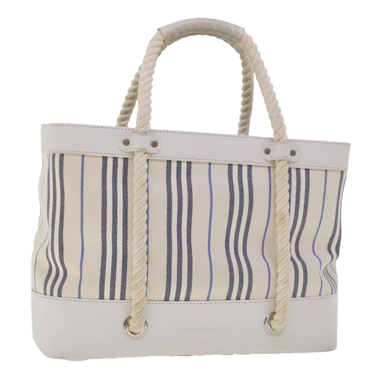 BURBERRY Hand Bag Canvas White Auth bs6258