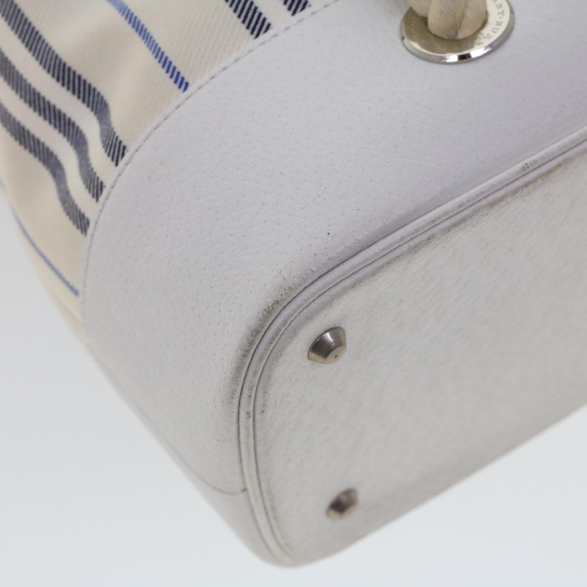 BURBERRY Hand Bag Canvas White Auth bs6258