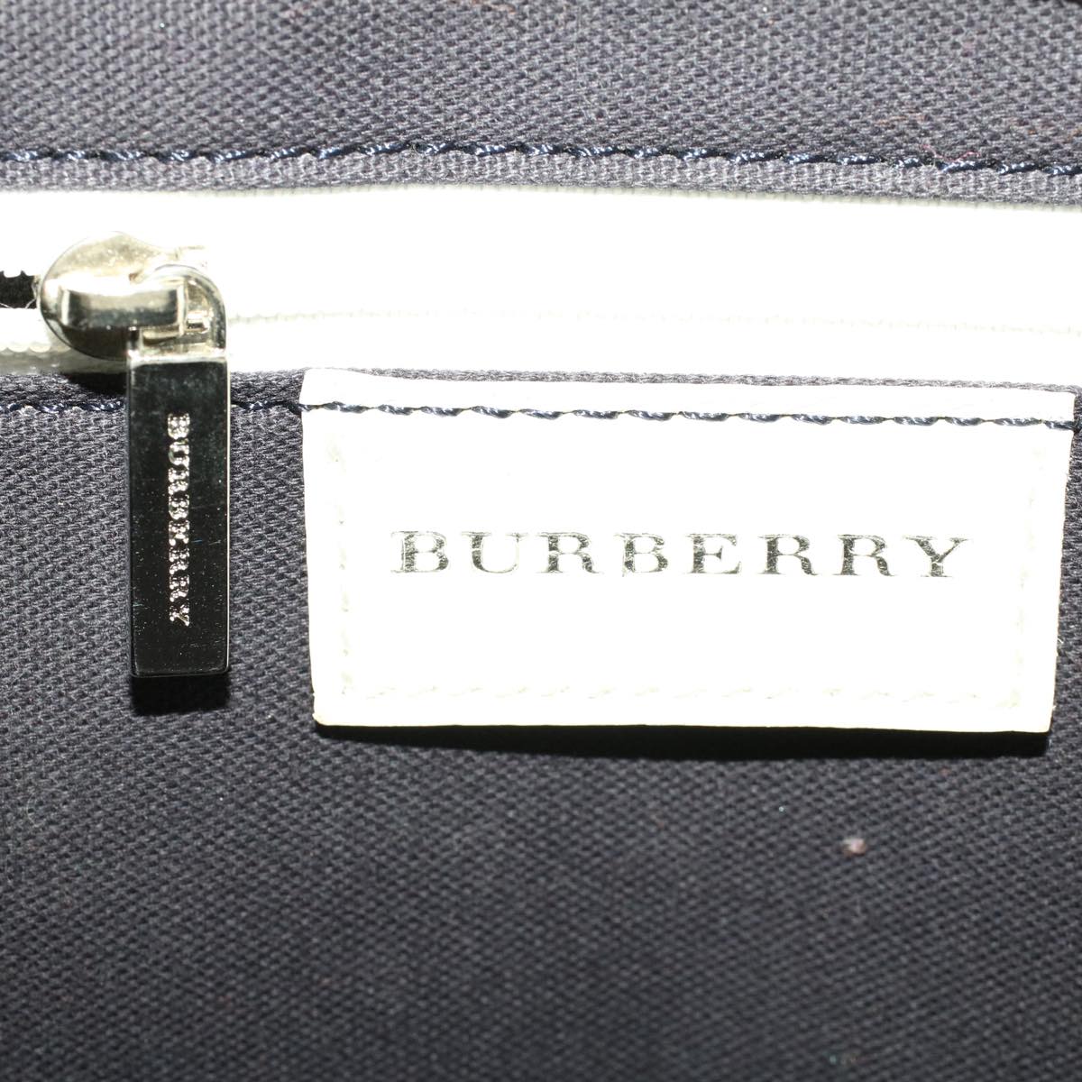 BURBERRY Hand Bag Canvas White Auth bs6258