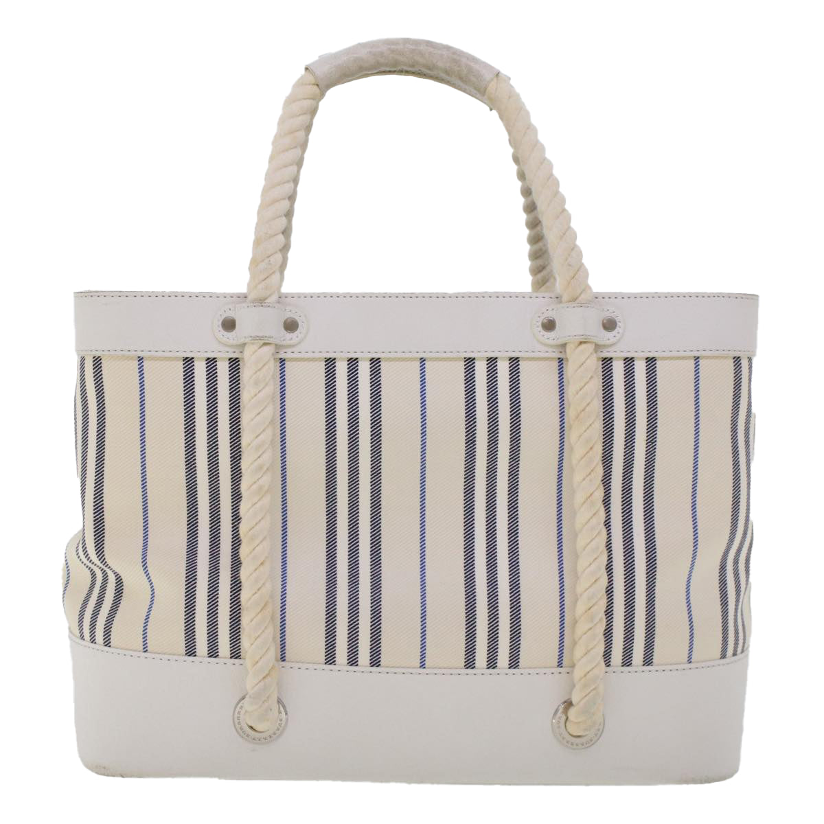 BURBERRY Hand Bag Canvas White Auth bs6258