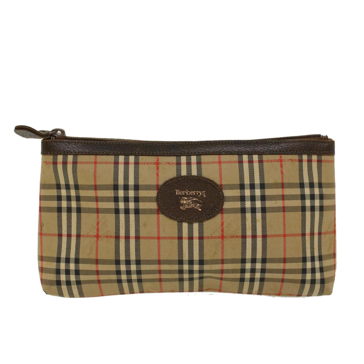 Burberrys Nova Check Pouch Nylon Beige Auth bs6366