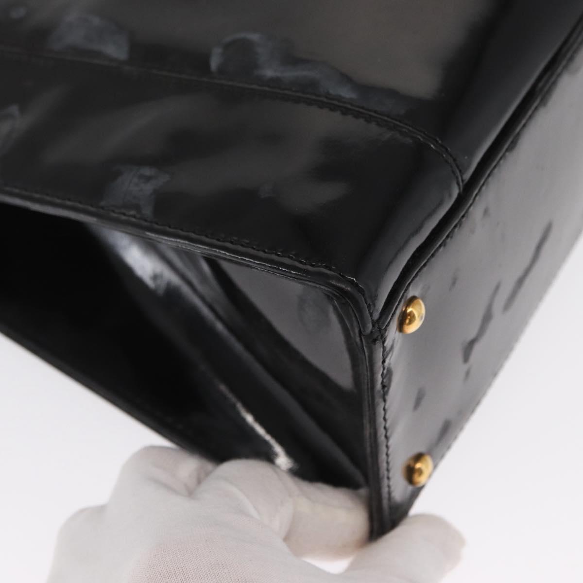 CHANEL Chain Shoulder Bag Patent leather Black CC Auth bs6435