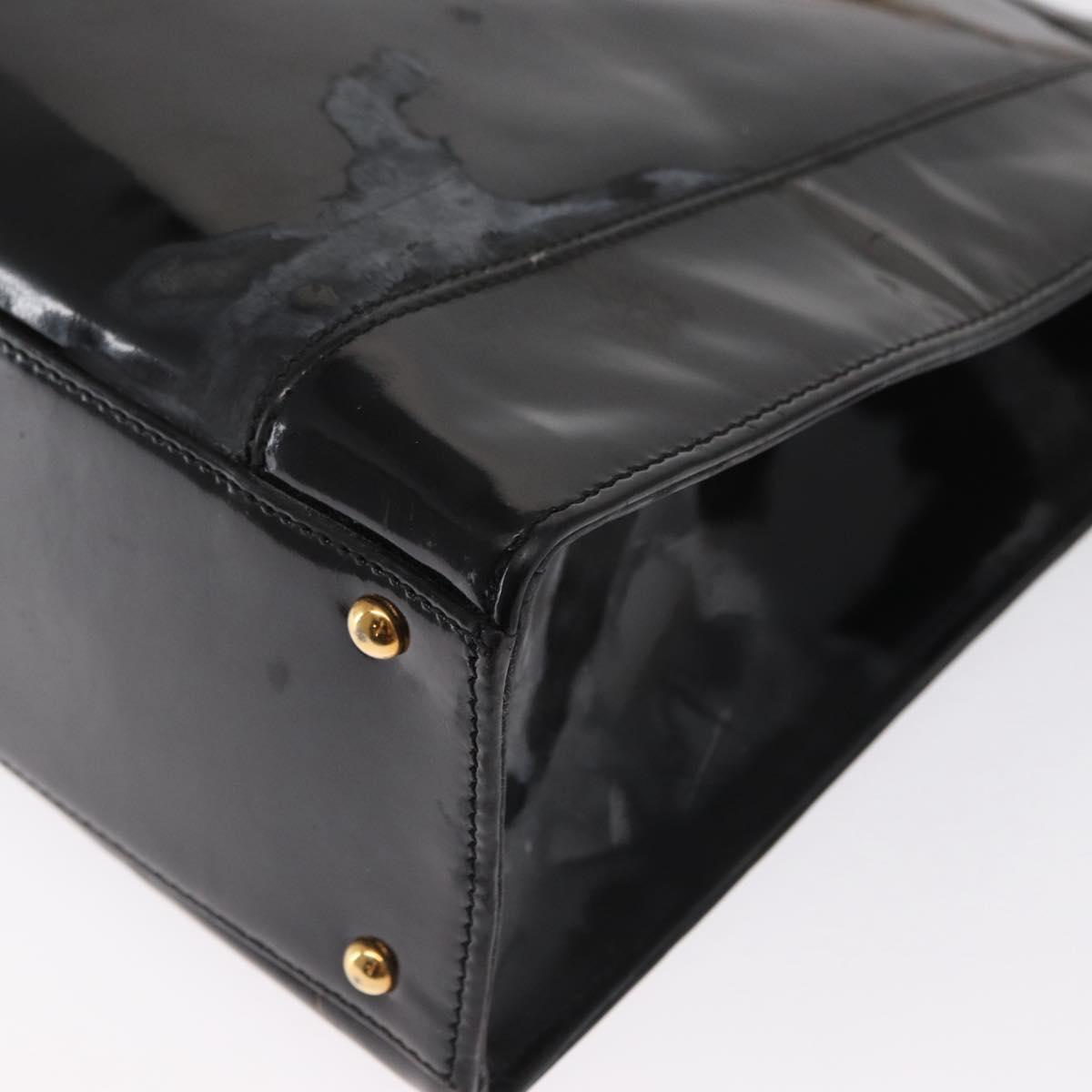 CHANEL Chain Shoulder Bag Patent leather Black CC Auth bs6435