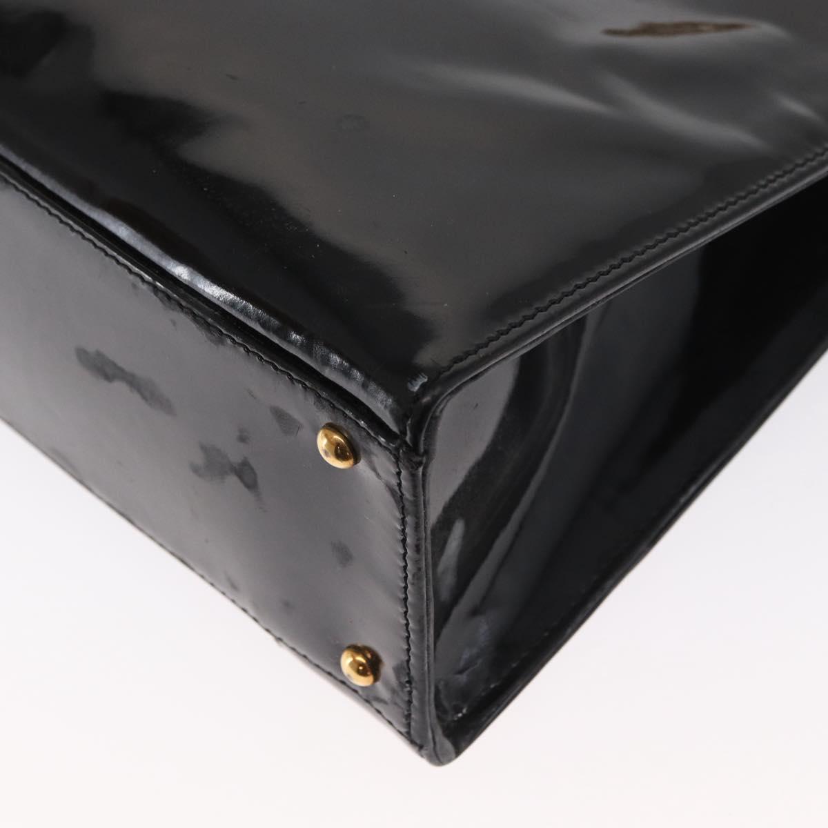 CHANEL Chain Shoulder Bag Patent leather Black CC Auth bs6435