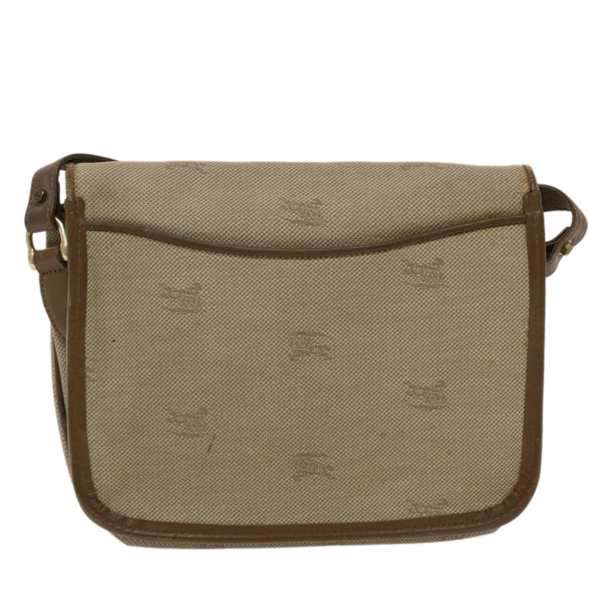 Burberrys Shoulder Bag Nylon Leather Beige Auth bs6450