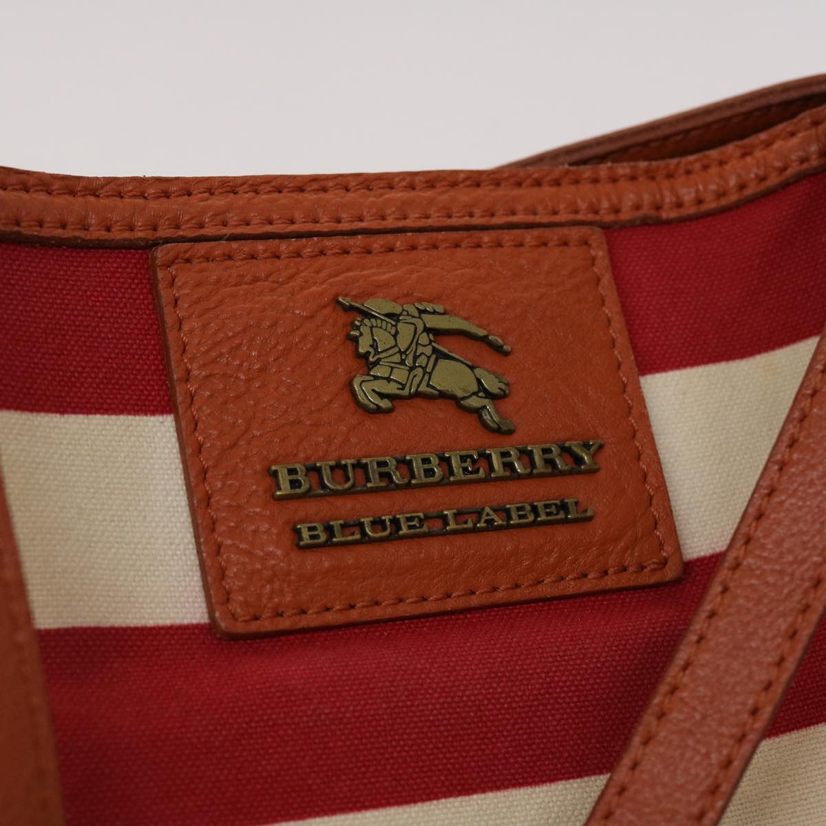 BURBERRY Blue Label Tote Bag Canvas Red White Auth bs6604