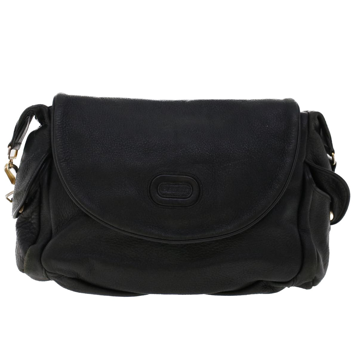 BALLY Shoulder Bag Leather Black Auth bs6692