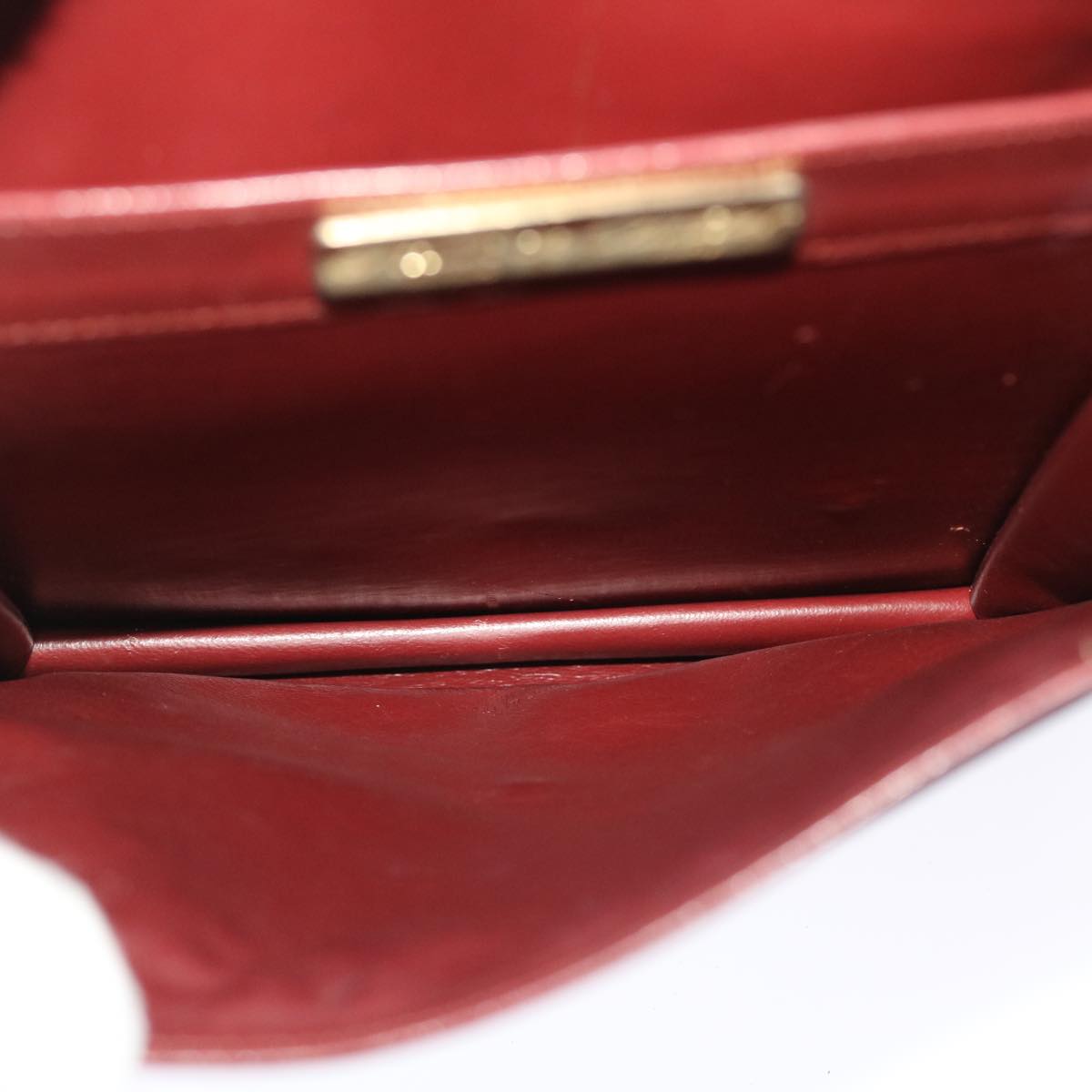 CARTIER Shoulder Bag Leather 2Set Wine Red Auth bs6880