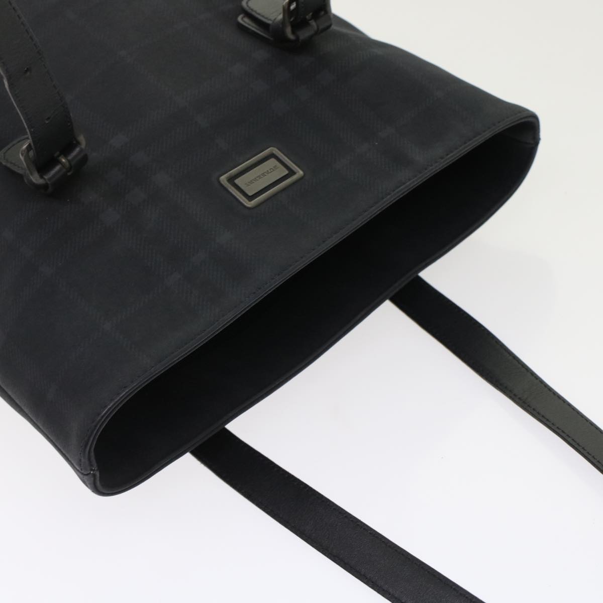 BURBERRY Nova Check Shoulder Bag Nylon Leather Black Auth bs6954