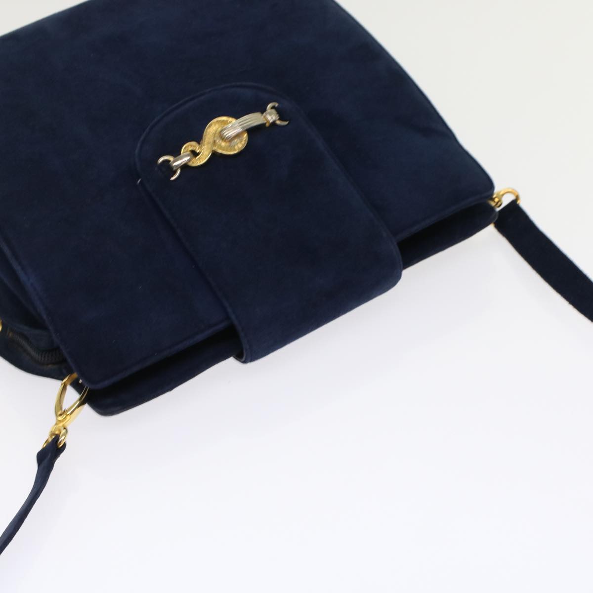 BALLY Boston Bag Shoulder Bag Leather Suede 3Set Blue Navy black Auth bs6964