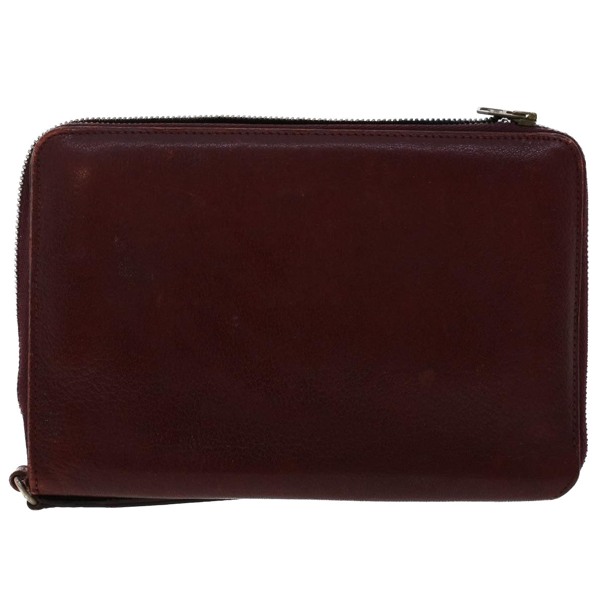 HERMES Wallet Leather 2Set Wine Red Auth bs6969