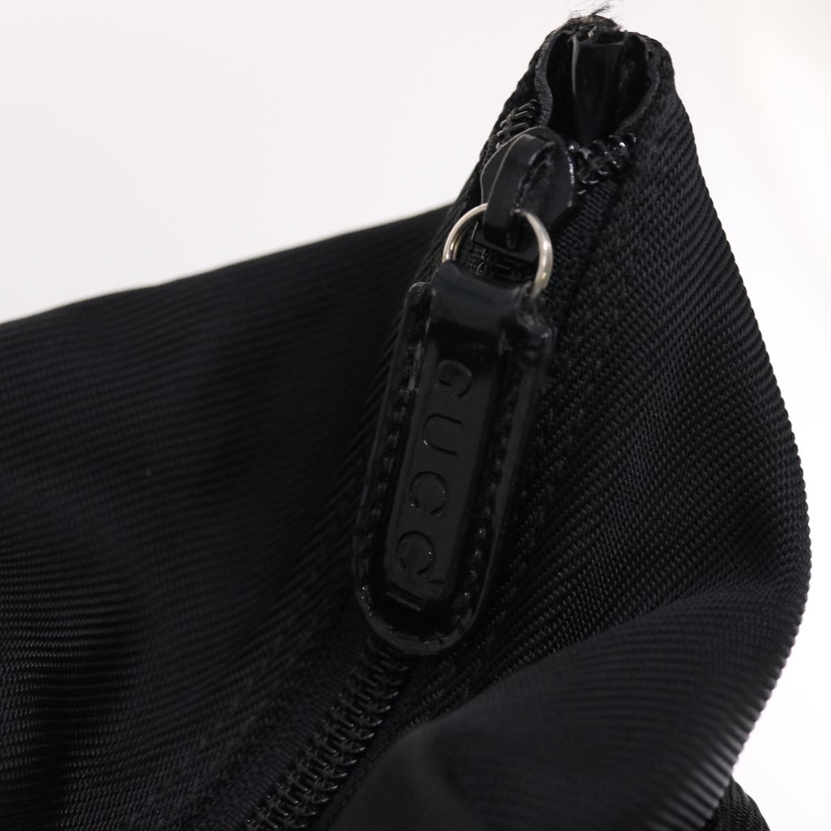 GUCCI Bamboo Hand Bag Nylon Black Auth bs7000