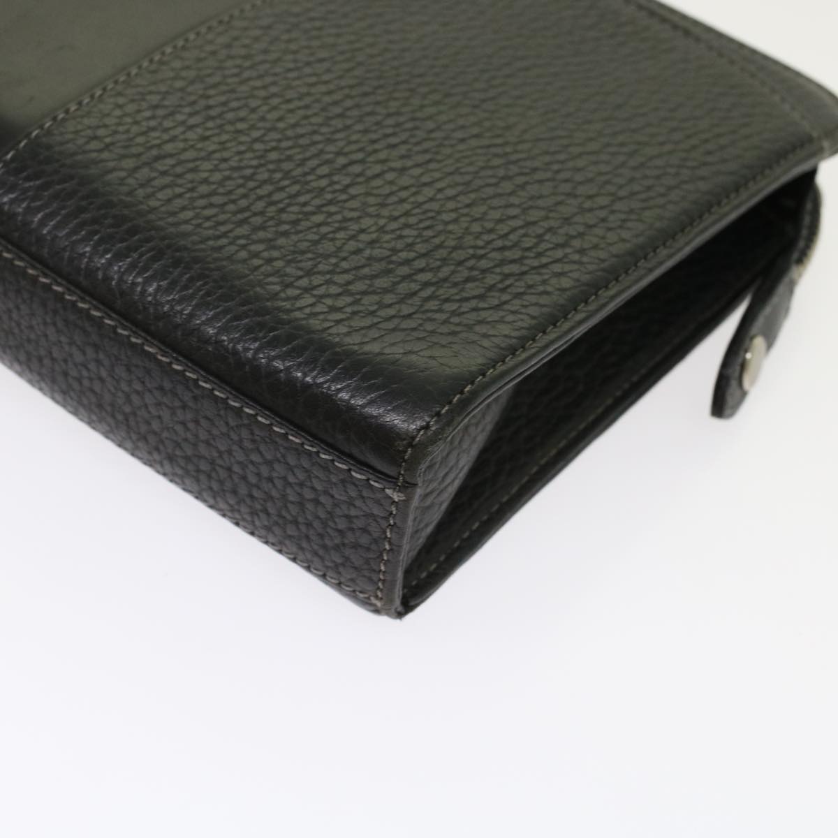 Burberrys Clutch Bag Leather Black Auth bs7004